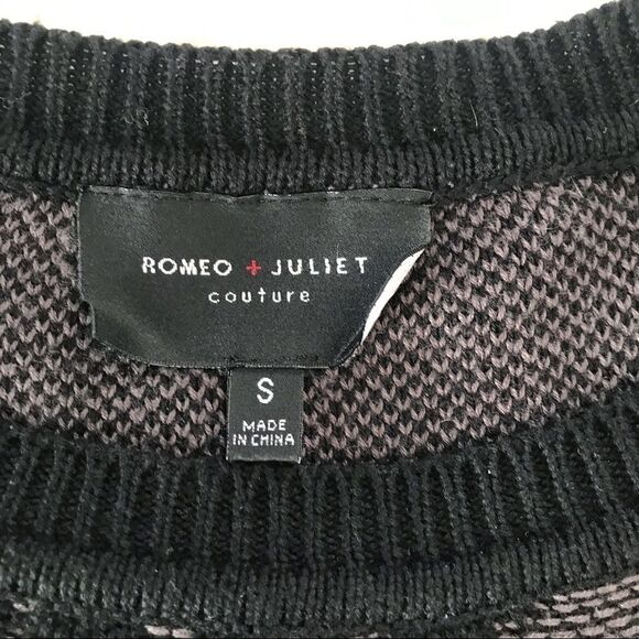 R+J COUTURE Leopard Print Sweater Dress Fitted Raglan‎ Sleeve Black Gray Small - Picture 4 of 11